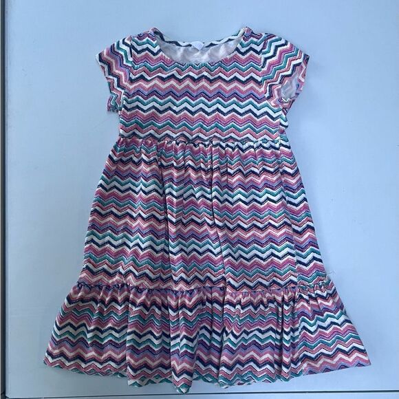 fabkids Multicoloured Zig Zag Striped Dress  size M - Picture 1 of 4